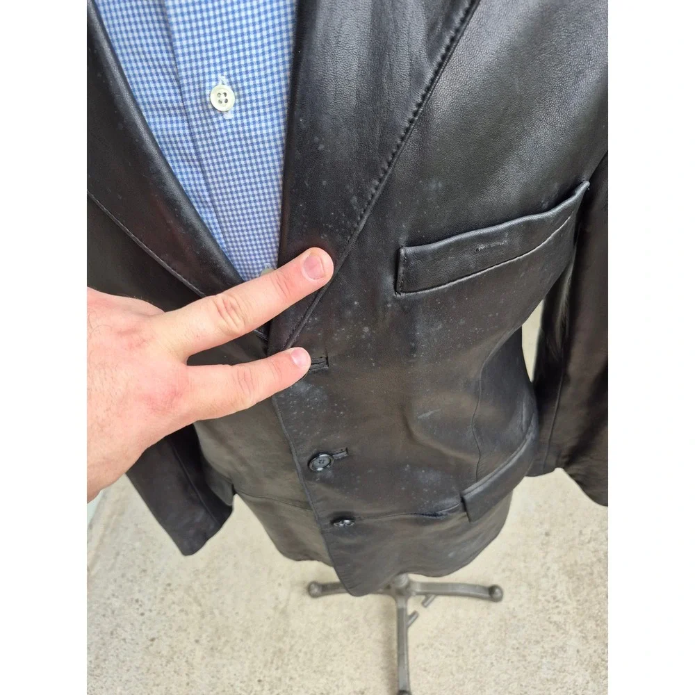 Ralph Lauren Blue Label Mens Black Lamb Leather Blazer Sport Coat Jacket Sz 38 R